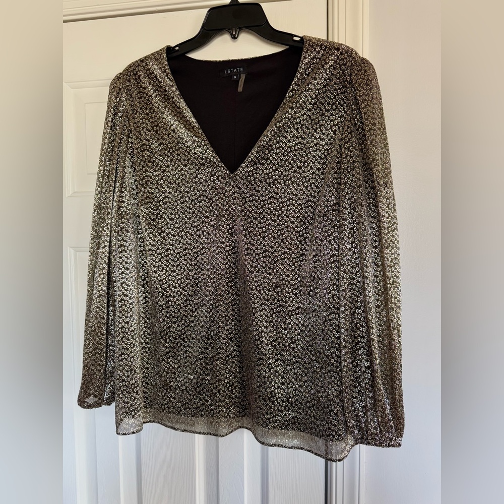 1.State gold and black shiny blouse women’s 1X
